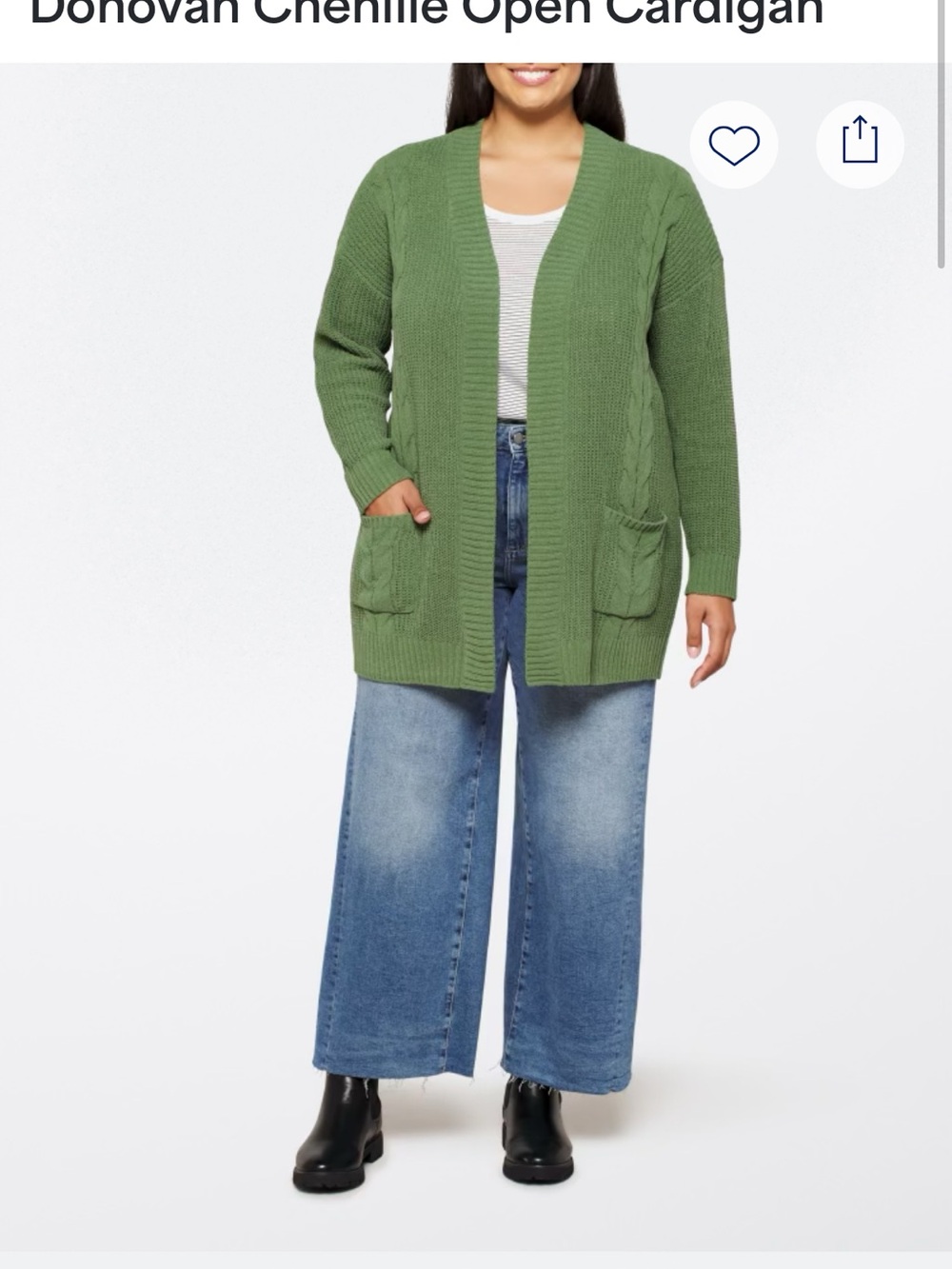 LOVE ELLIE Donovan Chenille Open Cardigan Green 2X Stitch Fix Soft Cozy